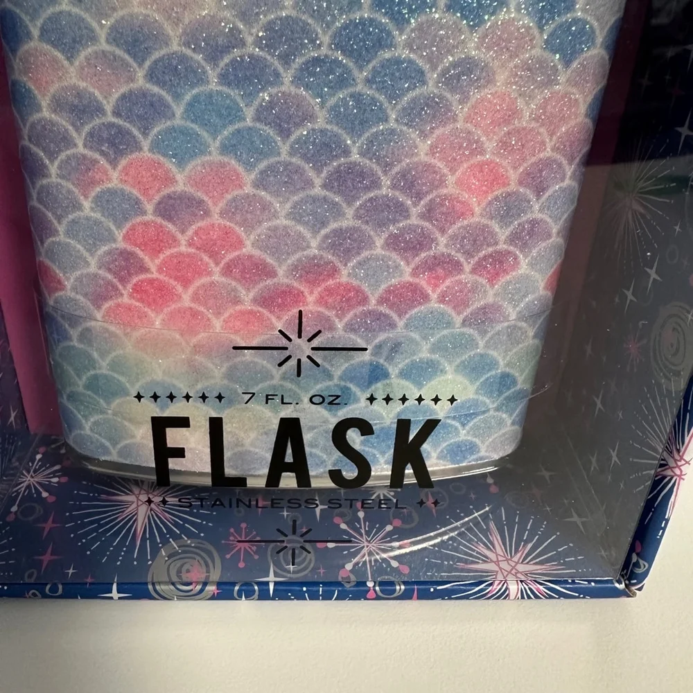 NEW Wild Eye Designs Flask Multi-color 7 FL OZ Stainless Steel Mermaid Girly